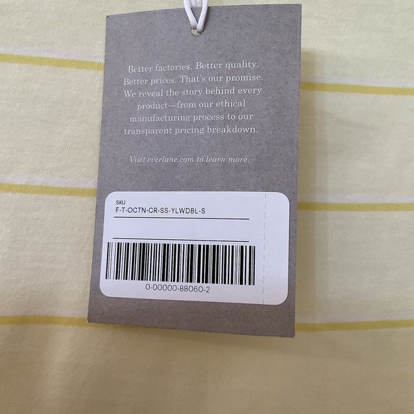 Everlane Yellow Striped Short Sleeve Cotton Crew Neck T Shirt, Size S NWT - Picture 6 of 11